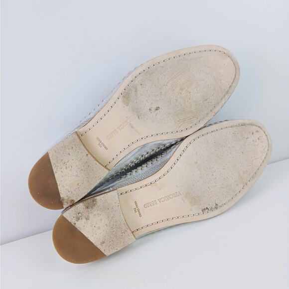 Veronica Beard SZ 7 Woven Penny Loafer In Silver $375 - Picture 8 of 10